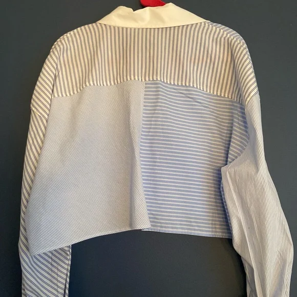 Zara Mixed Striped Crop Shirt - Blue White - Picture 4 of 4